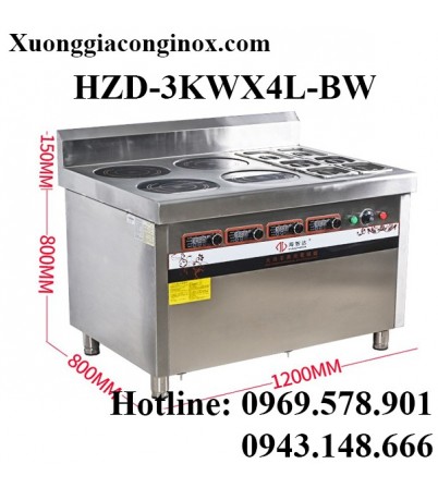 Bếp từ công nghiệp kết hợp bếp hấp 3-3.5KW HZD-3KWX4L-BW
