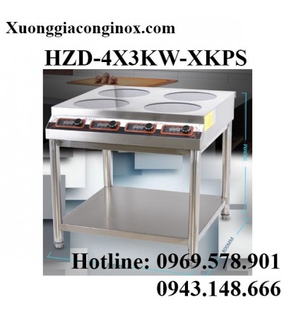 Bếp từ công nghiệp 4 mặt phẳng có hẹn giờ có giá kệ 3KW HZD-4X3KW-XKPS