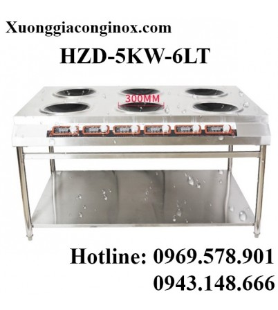 Bếp từ công nghiệp có giá kệ 6 mặt lõm 5kw HZD-5KW-6LT